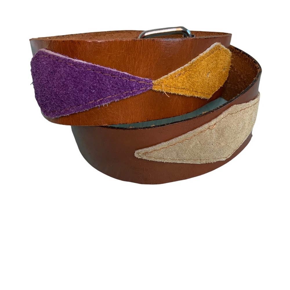 Leather and Suede Diamond Belt 8 M Retro style 1.5 in wide 30 in long sku10